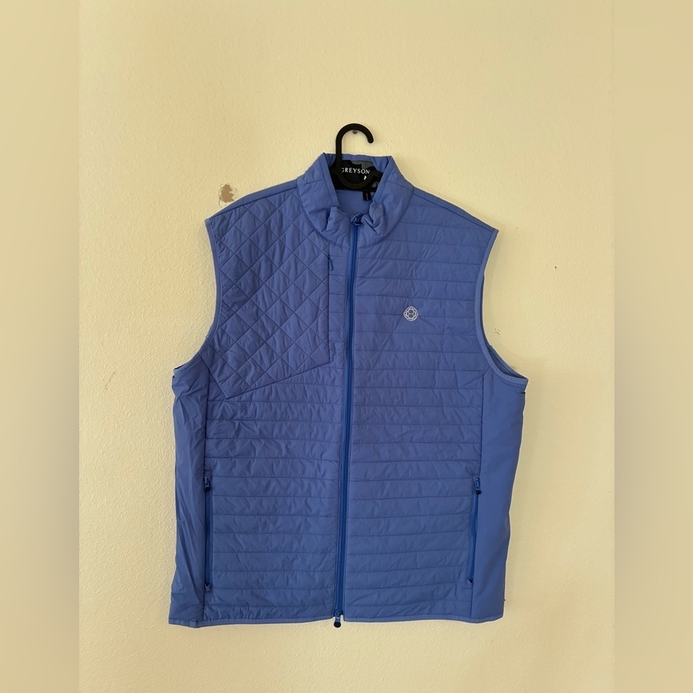 Greyson Men’s Golf Vest Performance Quilted Puffer in Periwinkle Blue Size XL
